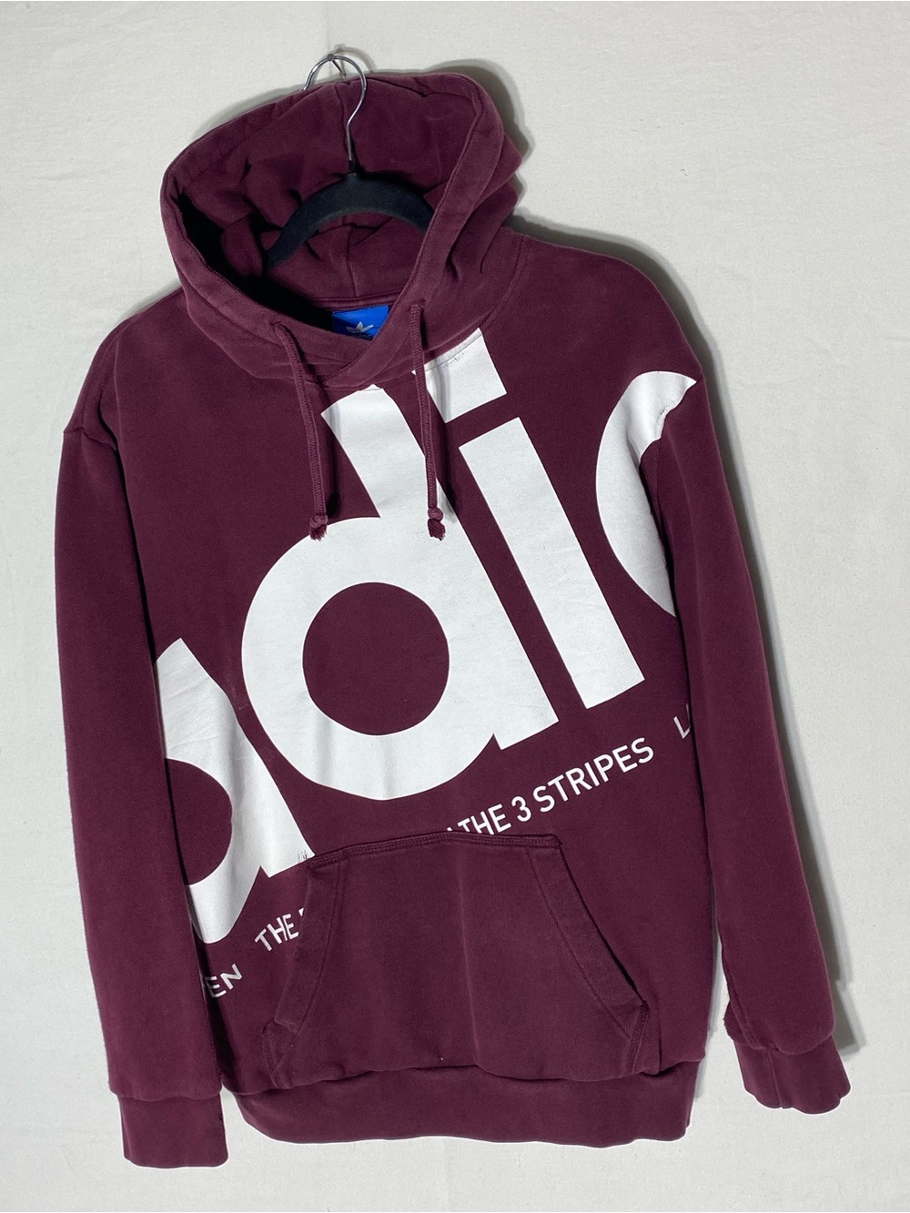 Adidas Originals Maroon Off Center Graphic Logo Hoodie Size S